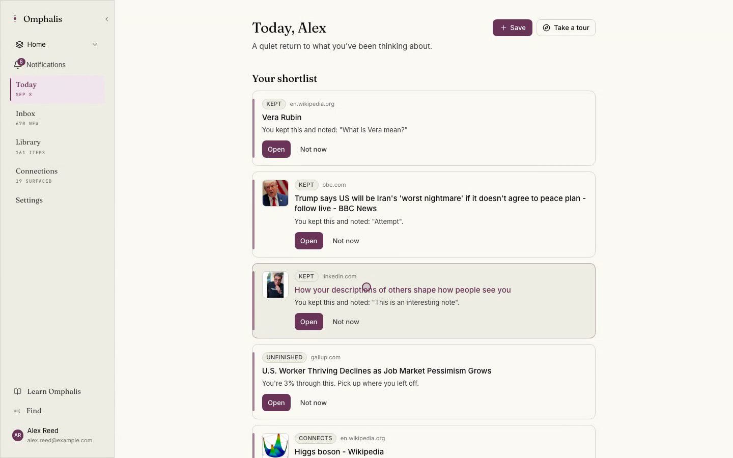 Turn a link you chose into a readable page in a Space you chose.